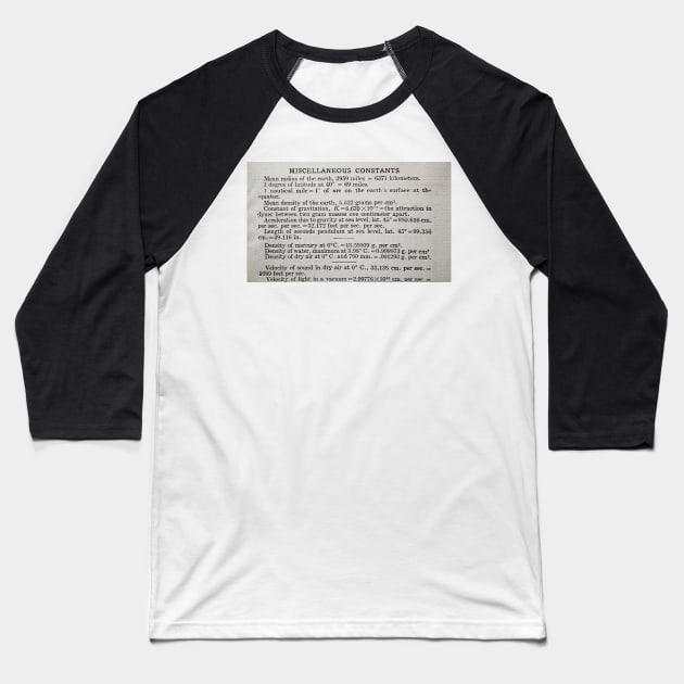 Nerd Constants Table Baseball T-Shirt by EP